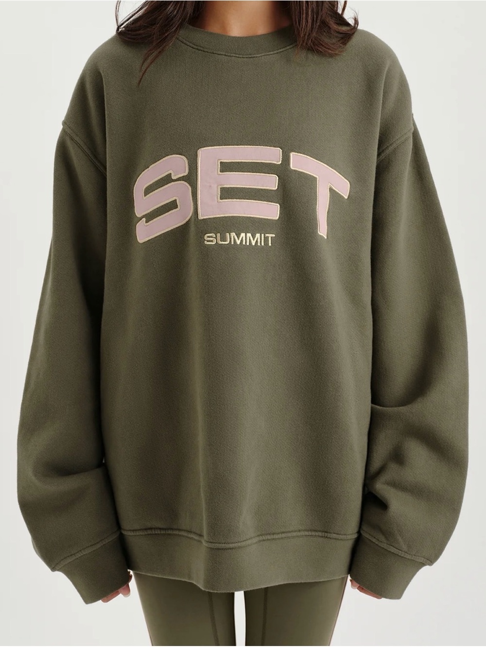 SET Active XL / XXL Staple Summit Crewneck Sweatshirt Sedona Green Pink No Servi